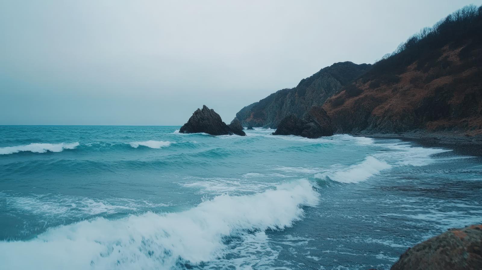 Vagues sur le rivage